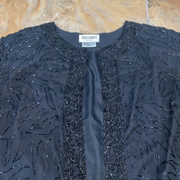 Brilliante by JA Vintage XXL black beaded long line jacket - Picture 5 of 8